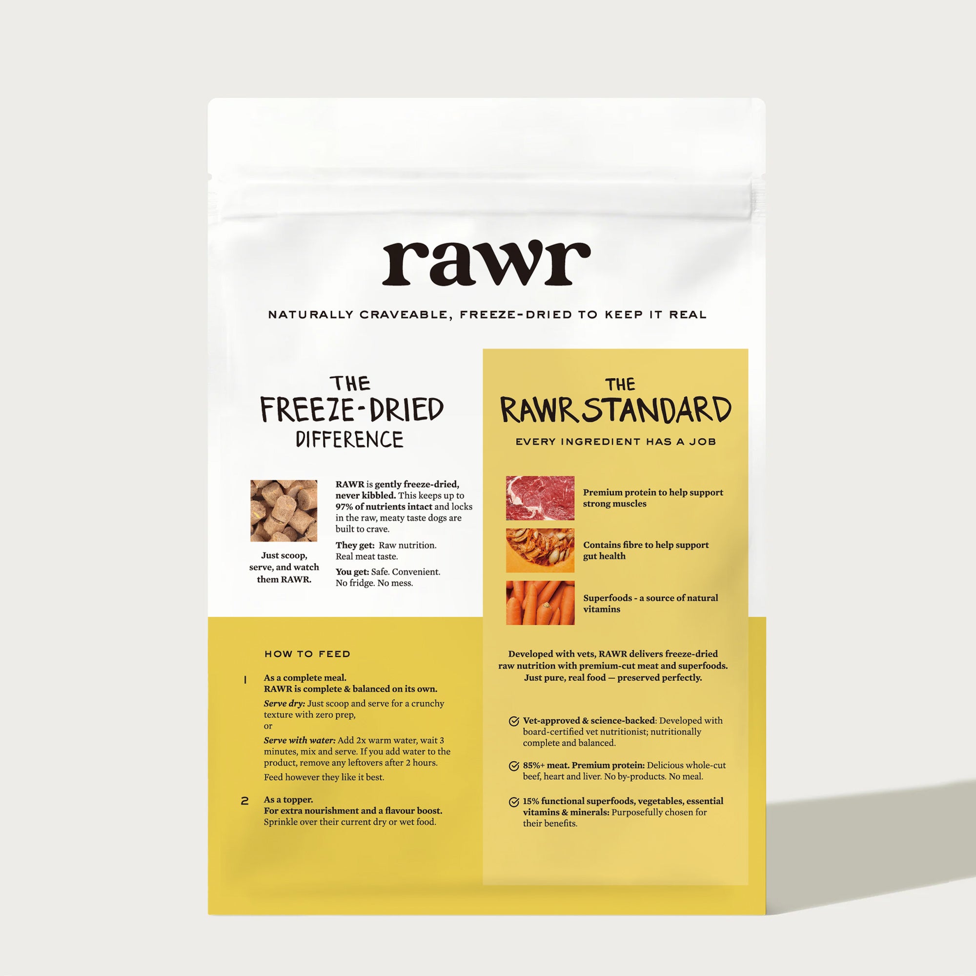 Gourmet Beef with Superfoods | Freeze-Dried Raw · Complete Dog Food