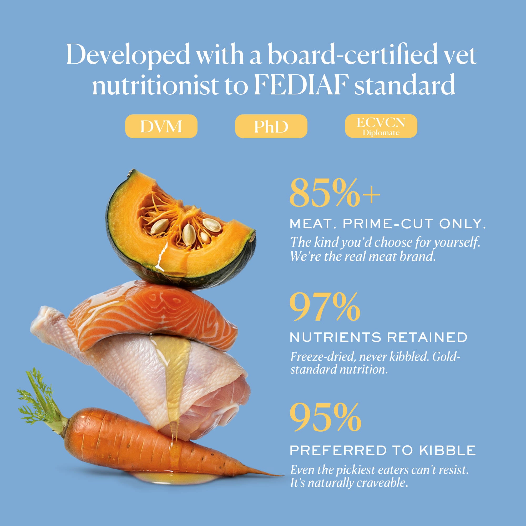 Gourmet Chicken & Salmon with Superfoods | Freeze-Dried Raw · Complete Dog Food