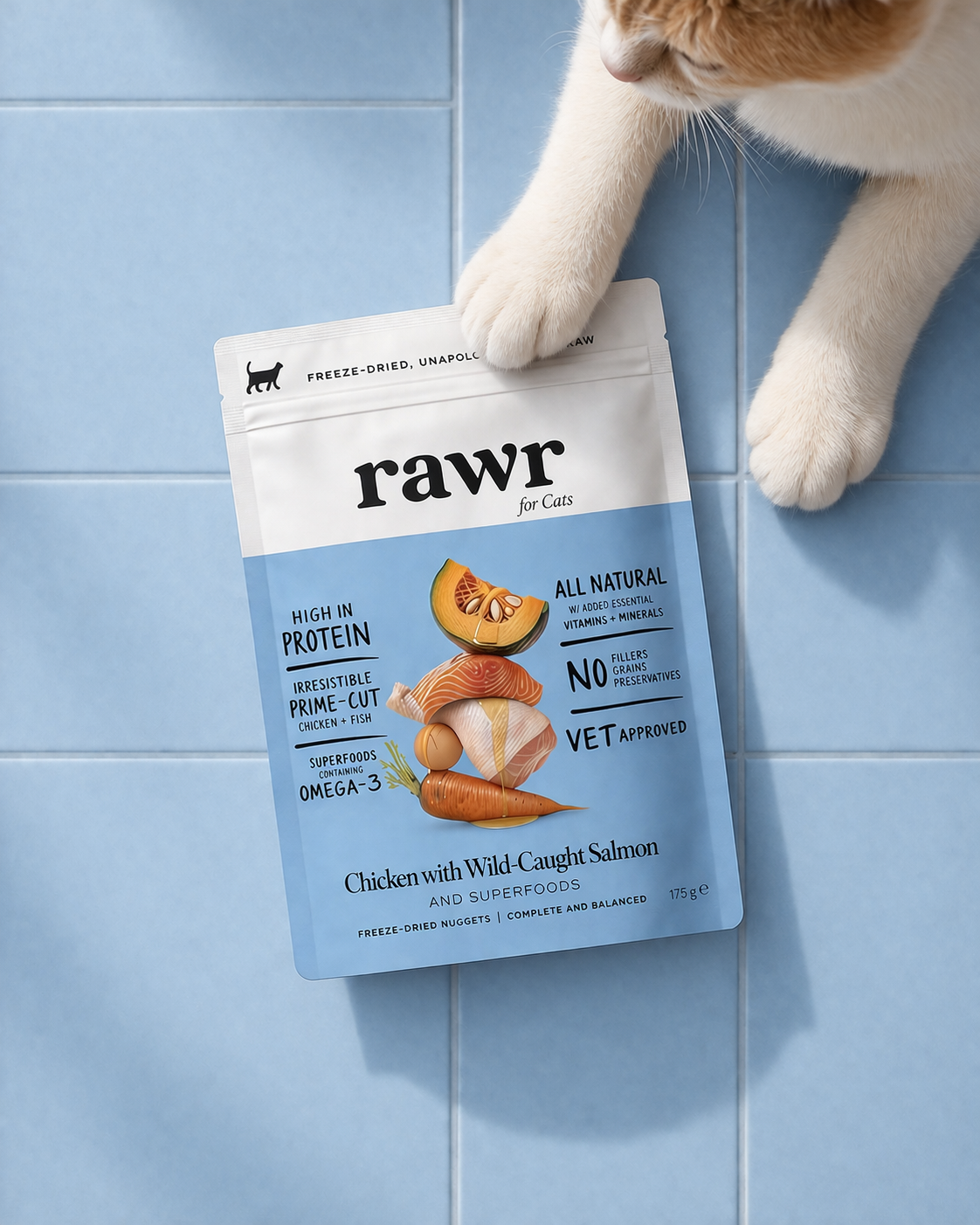 Chicken & Wild-Caught Salmon with Superfoods | Freeze-Dried Raw · Complete Cat Food